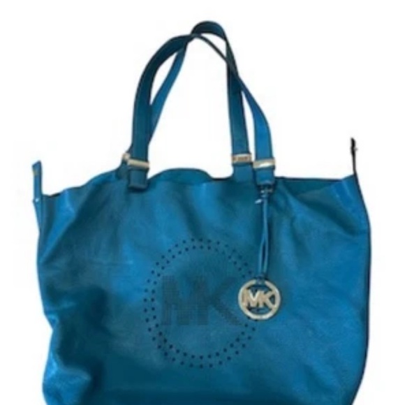 Michael Kors hobo perforated logo teal leather bag - Picture 9 of 9